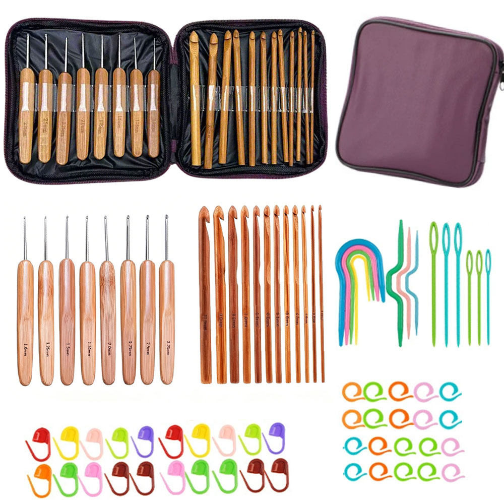 74개 대나무 코바늘 세트, 휴대용 보관 가방이 포함된 - Sewing Kit 리뷰 및 가격