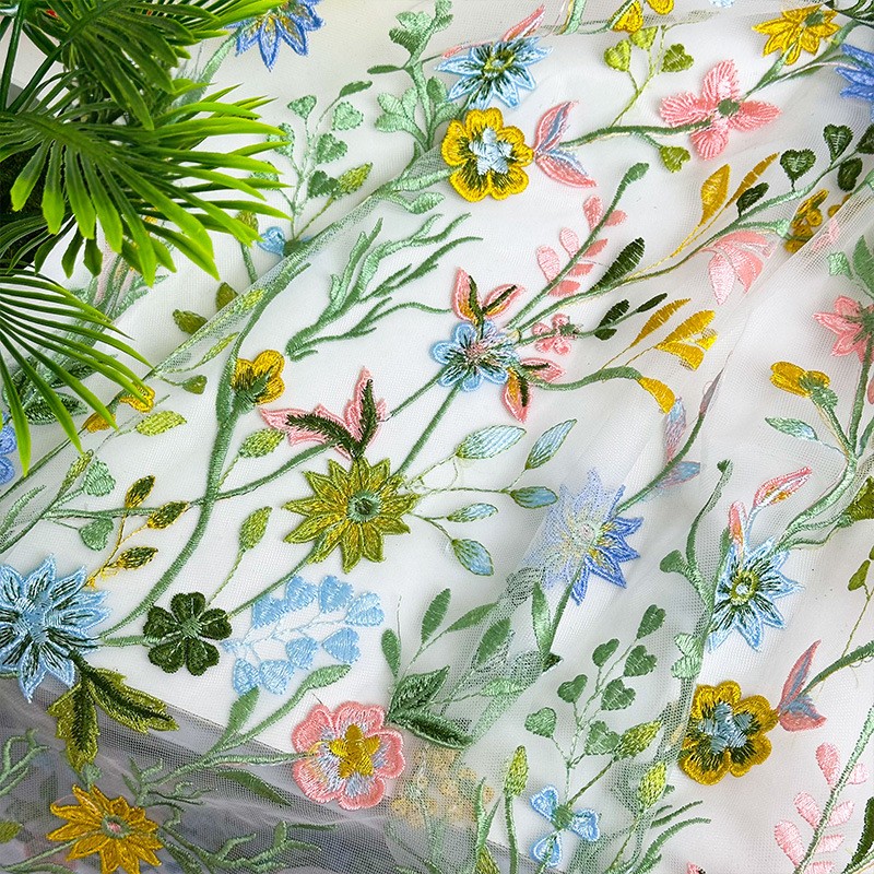 90x130cm 플로럴 바인 자수 튤 레이스 원단 메쉬 - Sewing Textiles 리뷰 및 가격