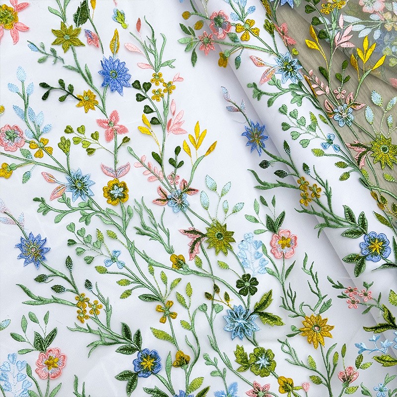 90x130cm 플로럴 바인 자수 튤 레이스 원단 메쉬 - Sewing Textiles 리뷰 및 가격