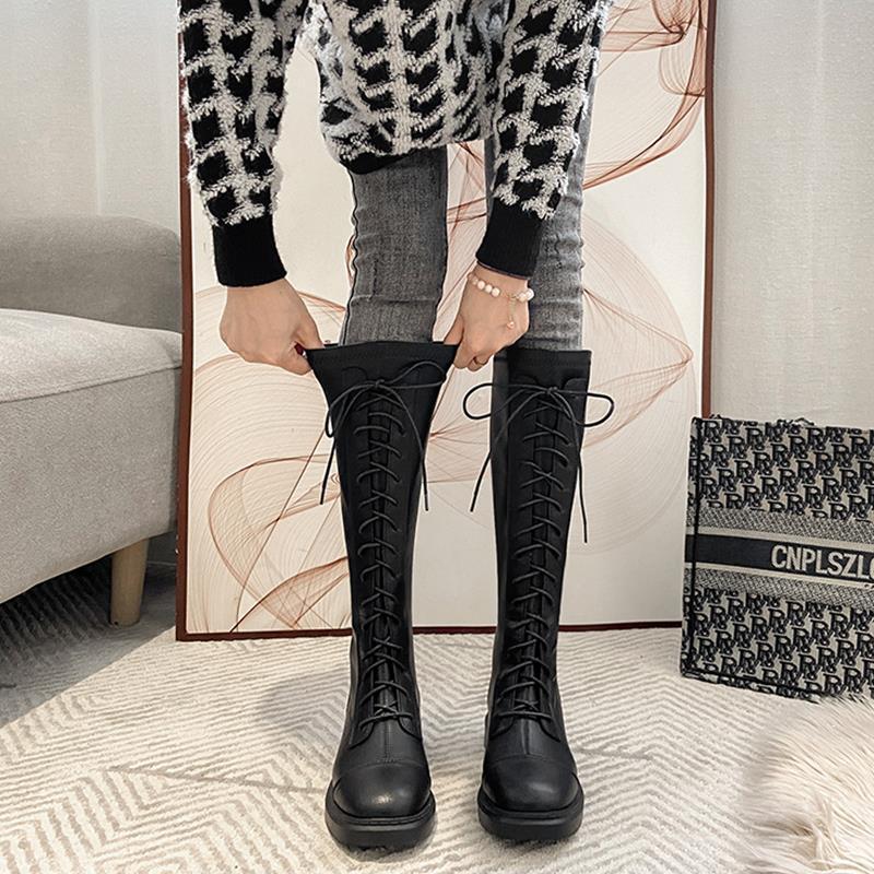 라운드 토 플리스 안감 우아한 낮은 굽 여성 롱부츠 특 - Sewing Fleece 리뷰 및 가격