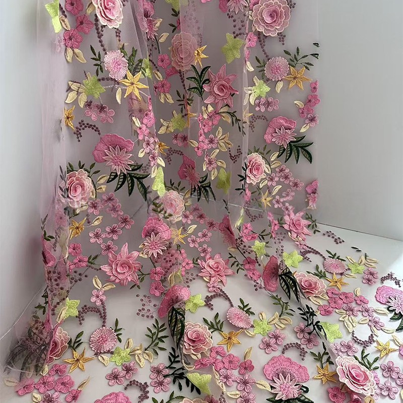 90x130cm 3D 플로럴 자수 튤 레이스 메쉬 원단 - Sewing Textiles 리뷰 및 가격
