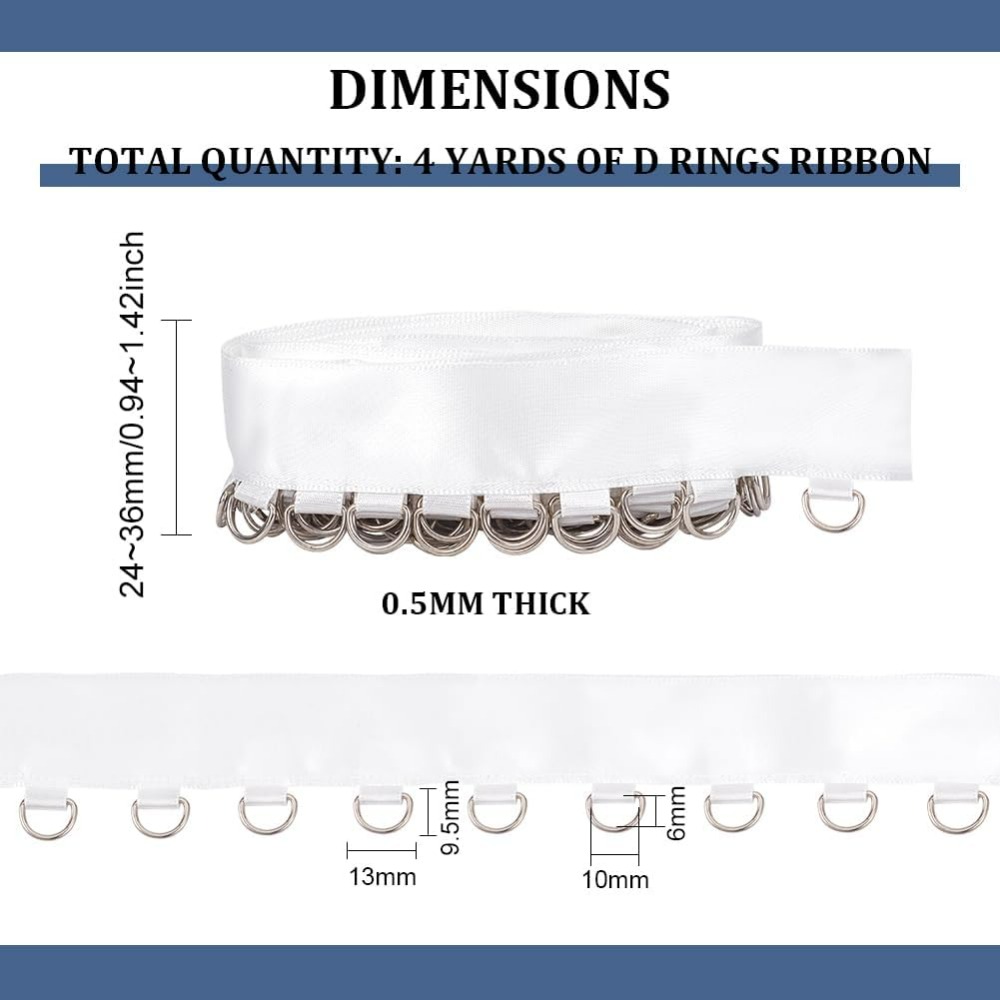 4 야드 D 링이있는 흰색 그로멧 트림 (6x10mm) - Sewing Kit 리뷰 및 가격