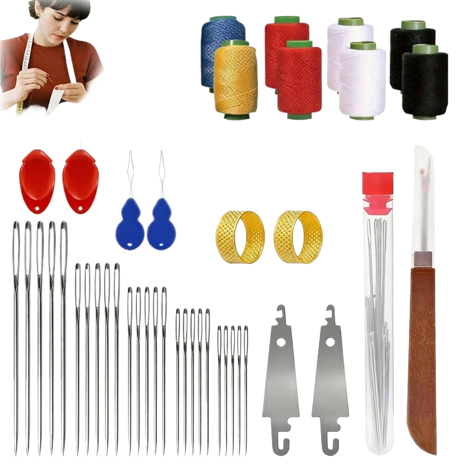 43개 대형 눈금 바늘 세트 가정용 필수품 강철 재봉  - Sewing Kit 리뷰 및 가격