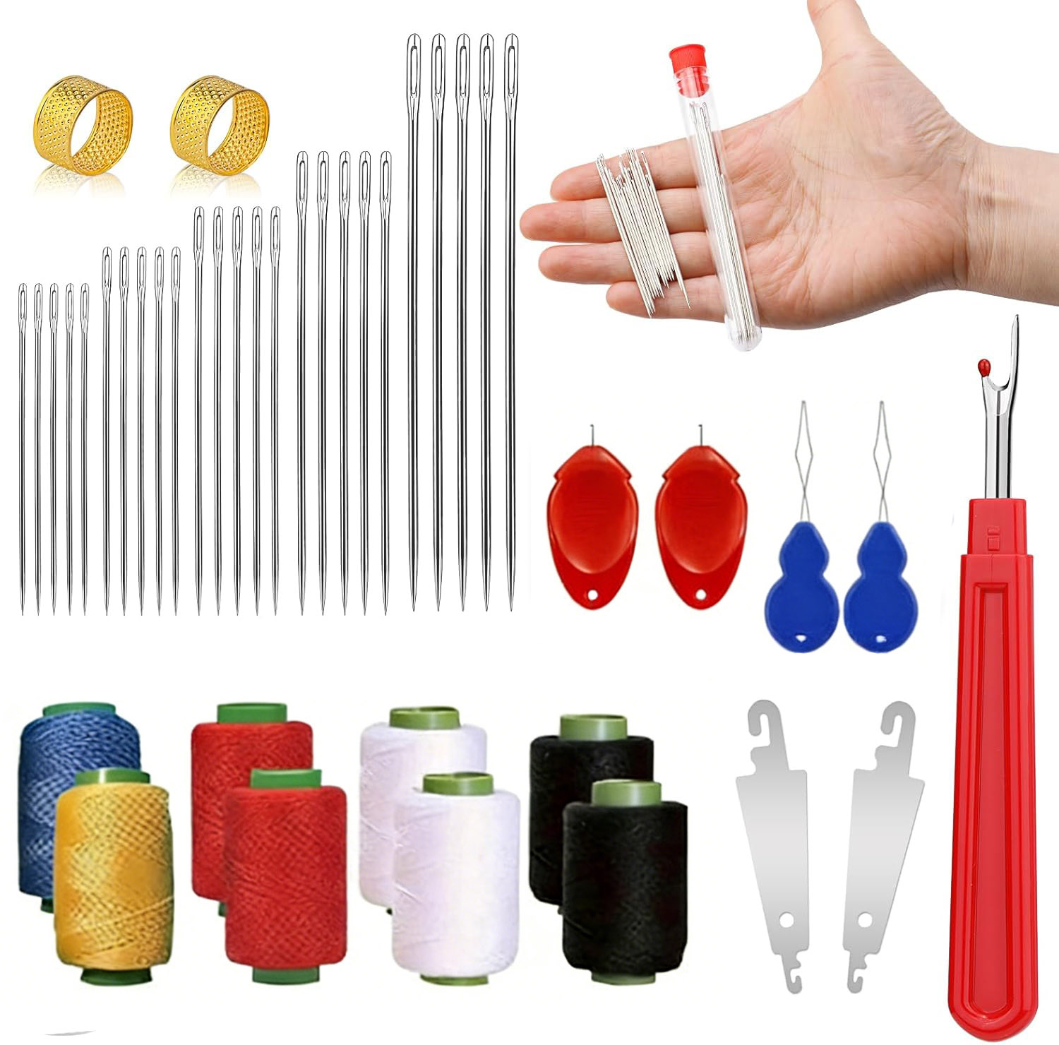 43개 대형 눈금 바늘 세트 가정용 필수품 강철 재봉  - Sewing Kit 리뷰 및 가격