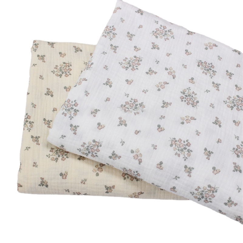 플라워 프린트 더블 거즈 코튼 크레이프 패브릭 소재,  - Textile And Sewing Materials 리뷰 및 가격
